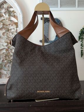 Michael Kors Brown MK Logo Hobo Bag